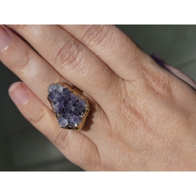 Amethist druzy ring, goud